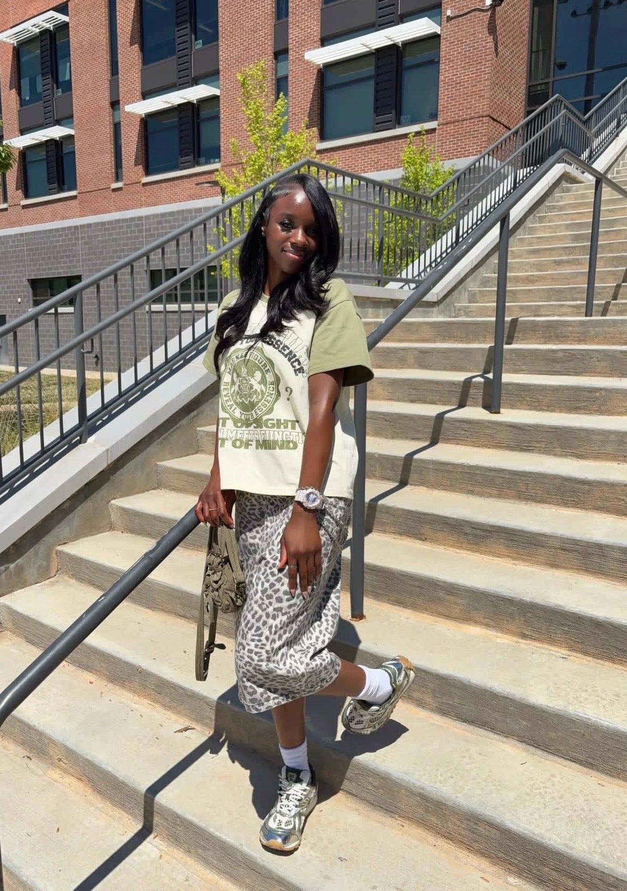 Olive green veil tee